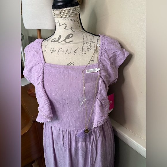 Purple Ruffled Tiered Ruffle Swiss Dot  Dress NWT 58.00 - Picture 2 of 7